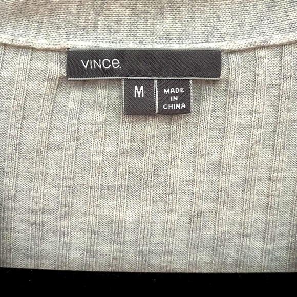 Vince Ribbed Cardigan Sweater Gray Size Medium - Picture 7 of 8